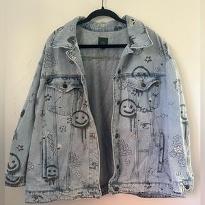 Wild Fable RARE oversized graffiti Jean jacket SIZE XL